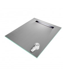 Wet Room Shower Trays - Tiled Floor - Linear Drain - End - Flexi Dual Black - 900 X 1200 X 30 Mm