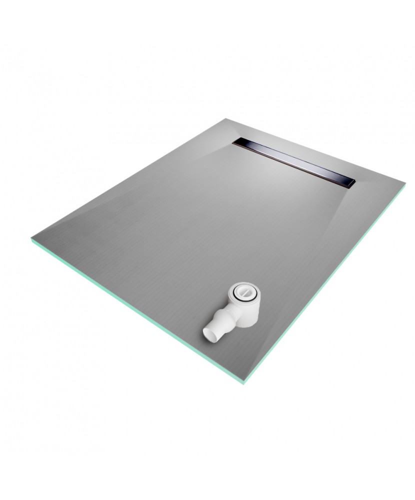 Wet Room Shower Trays - Tiled Floor - Linear Drain - End - Flexi Dual Black - 900 X 1200 X 30 Mm