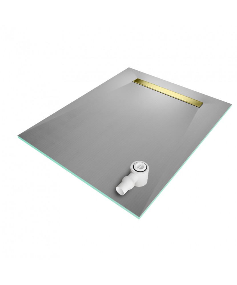 Wet Room Shower Trays - Tiled Floor - Linear Drain - End - Flexi Dual Gold - 1000 X 1200 X 30 Mm