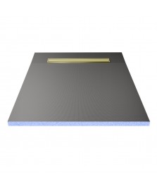Wet Room Shower Trays - Tiled Floor - Linear Drain - End - 1 Way Flexi Dual Gold - 800 X 800 X 30 Mm