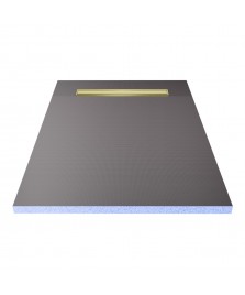 Wet Room Shower Trays - Tiled Floor - Linear Drain - End - 1 Way Flexi Dual Gold - 1000 X 1200 X 30 Mm