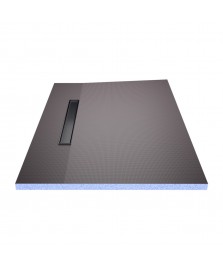 Wet Room Shower Trays - Tiled Floor - Linear Drain - Side - 1 Way Flexi Dual Black - 1200 X 800 X 30 Mm