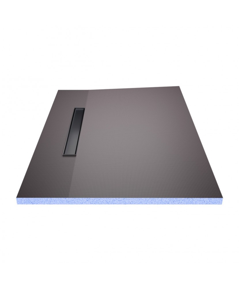 Wet Room Shower Trays - Tiled Floor - Linear Drain - Side - 1 Way Flexi Dual Black - 1200 X 800 X 30 Mm