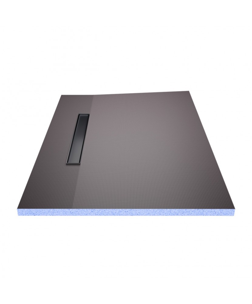 Wet Room Shower Trays - Tiled Floor - Linear Drain - Side - 1 Way Flexi Dual Black - 1500 X 800 X 30 Mm