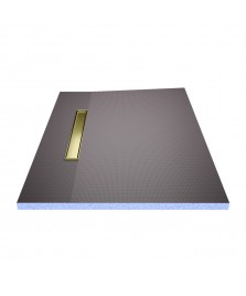 Wet Room Shower Trays - Tiled Floor - Linear Drain - Side - 1 Way Flexi Dual Gold - 1200 X 900 X 30 Mm
