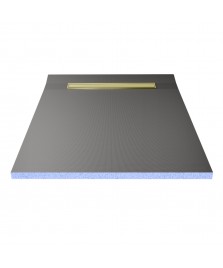 Wet Room Shower Trays - Tiled Floor - Linear Drain - End - 2 Way Flexi Dual Gold - 800 X 800 X 30 Mm