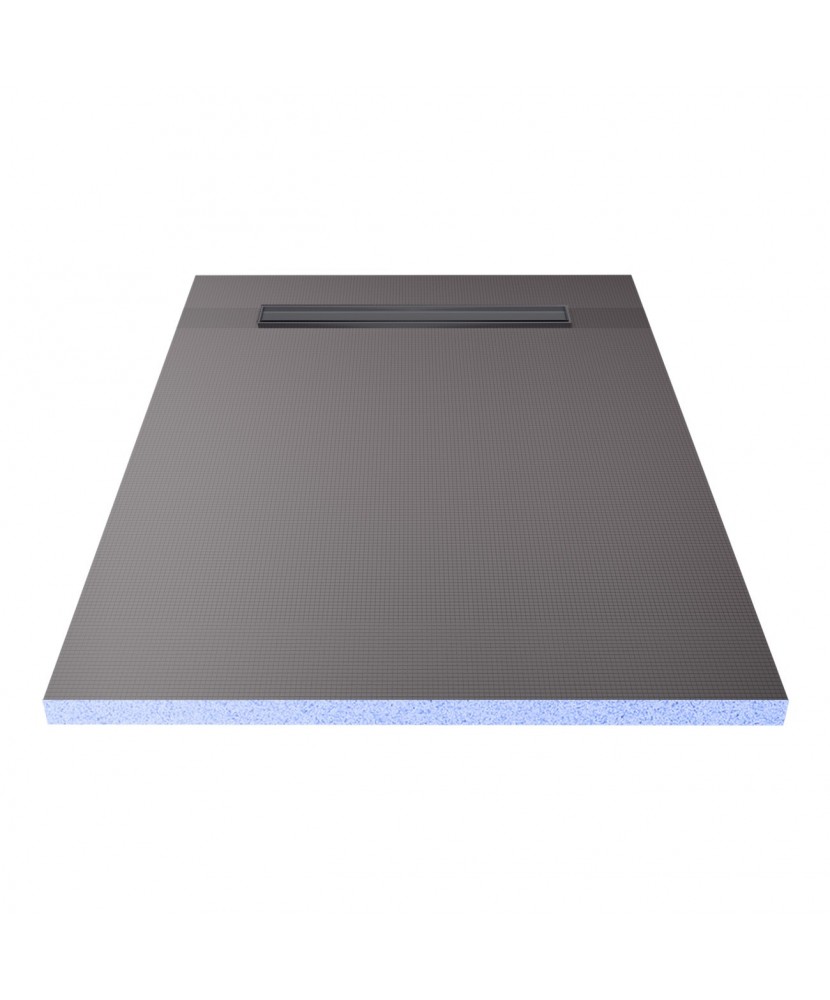 Wet Room Shower Trays - Tiled Floor - Linear Drain - End - 2 Way Flexi Dual Black - 900 X 1600 X 30 Mm