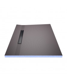 Wet Room Shower Trays - Tiled Floor - Linear Drain - Side - 2 Way Flexi Dual Black - 1200 X 800 X 30 Mm