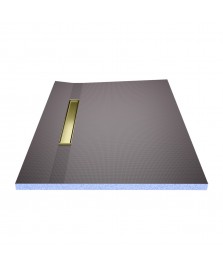Wet Room Shower Trays - Tiled Floor - Linear Drain - Side - 2 Way Flexi Dual Gold - 1200 X 800 X 30 Mm