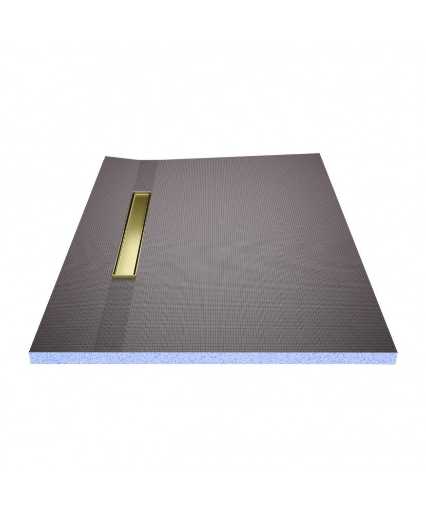 Wet Room Shower Trays - Tiled Floor - Linear Drain - Side - 2 Way Flexi Dual Gold - 1200 X 800 X 30 Mm