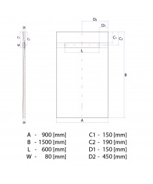 Wet Room Shower Trays - Tiled Floor - Linear Drain - End - 2 Way Flexi Dual - 900 X 1500 X 30 Mm