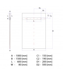 Wet Room Shower Trays - Tiled Floor - Linear Drain - End - 2 Way Flexi Dual - 1000 X 1500 X 30 Mm